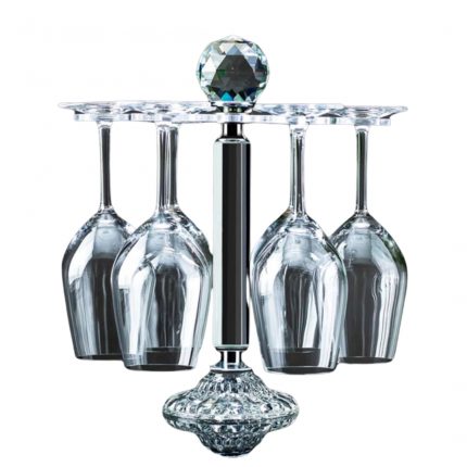 Crystal Glass Wine Goblet Holder Stand – Elegant Rotating Rack for 6 Glasses